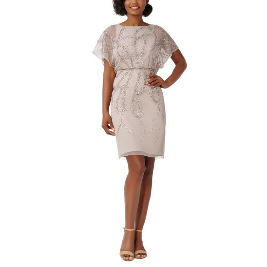 Promo π₯ Adrianna Papell π© Women's Beaded Cocktail π Dress Marble π―