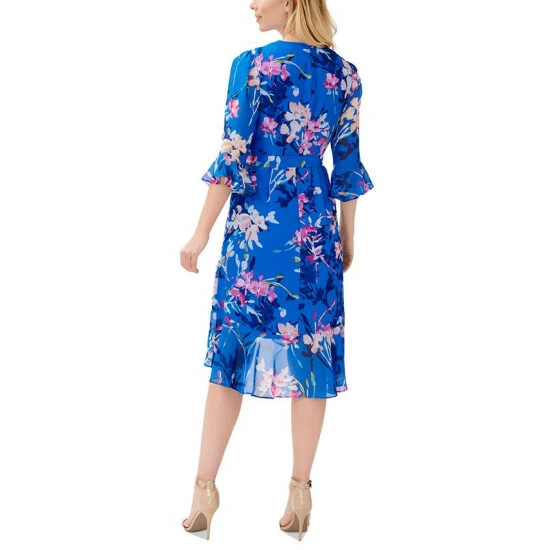 Top 10 β€οΈ Adrianna Papell π© Women's Floral-Print Faux-Wrap π Dress Blue Multi π₯ - Image 2