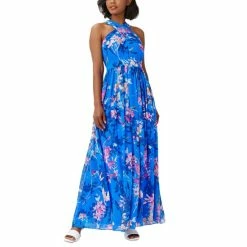 Coupon π€© Adrianna Papell π© Women's Chiffon Floral-Print Gown Blue Multi β¨