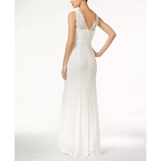 Cheapest π€© Adrianna Papell π© Women's Lace V-Neck Satin Sash Gown Ivory π - Image 7